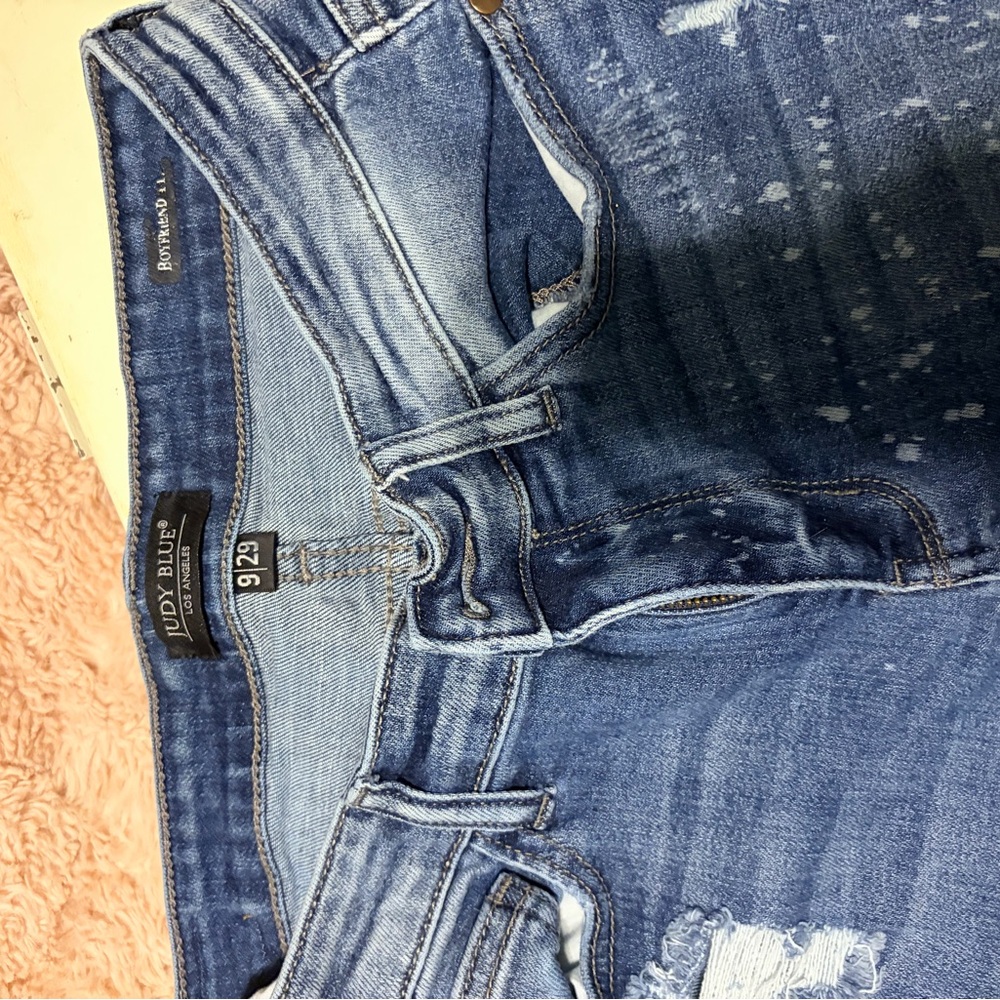 Judy Blue Distressed Light Blue Boyfriend Jeans